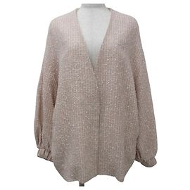 Autre Marque Chaqueta de Tweed Mezcla de Lana Sin Cuello Yori