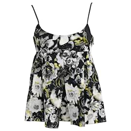 Top in cotone multicolore con stampa floreale di Prada