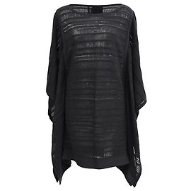 Abito Mini Poncho Tricotato Amiee in Cotone Nero di Herve Leger