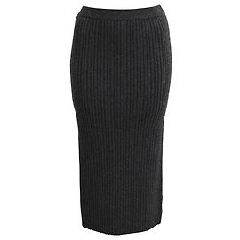 Falda midi ajustada de punto acanalado Michael Kors en lana gris