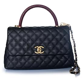 Chanel, borsa coco a manico superiore in pelle caviar nera
