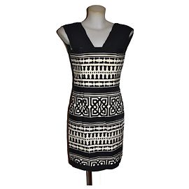 Vestido Genny de seda y algodón negro blanco