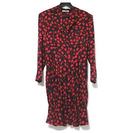 Vestido de seda com estampa de rosa Jil Sander