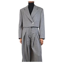 Acne Blazer corto a rayas grises - talla UK 8