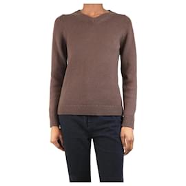 Brauner V-Ausschnitt-Pullover - Größe XS - Autre Marque
