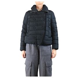 Moncler Abrigo acolchado negro de doble botonadura - talla UK 12