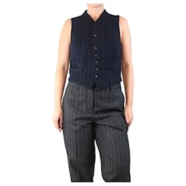 Autre Marque Chaleco de lana azul marino a rayas - talla UK 12