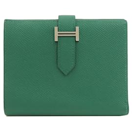 Billetera bifold de cuero Epsom Hermès en verde