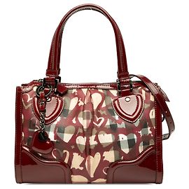 Borsa Pilgrim in tela rivestita con motivo a quadri House Check e rifiniture in vernice marrone Burberry