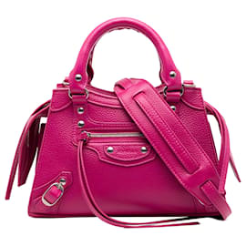 Sac à main Balenciaga Mini en cuir de veau grainé rose Motocross Neo Classic City