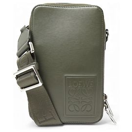 BORSA A TRACOLLA VERTICALE LOEWE IN PELLE KHAKI CON TASCA BANDOULIERE