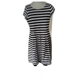 Abito a ruota Steffen Schraut blu navy e bianco cotone