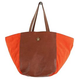Claris Virot Oranger Leder-Shopper