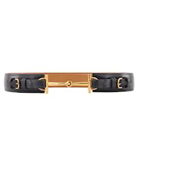 HERMÈS - Cinturón Marine Étriers Hermès en cuero azul marino (T70)