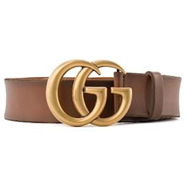 GUCCI - Cintura GG Marmont grande Gucci in pelle marrone (T70)