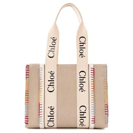 CHLOÉ - Bolsa Tote Woody Chloé en Lino Beige Edición Limitada