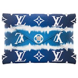 LOUIS VUITTON - Pochette Kirigami MM Escale Louis Vuitton in tela rivestita monogrammata blu