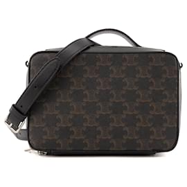 Céline CELINE - Borsa a tracolla Triomphe Celine in pelle nera e tela rivestita