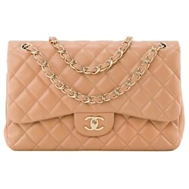 CHANEL - Borsa a tracolla Classic/Timeless Jumbo Chanel in pelle marrone