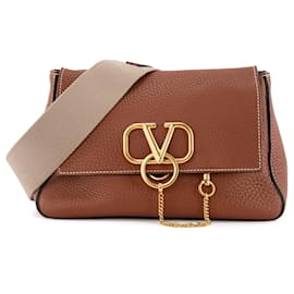 VALENTINO - Sac à bandoulière VSling Valentino en cuir grainé marron - Valentino Garavani