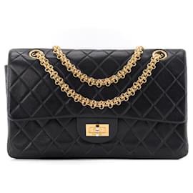 CHANEL - Borsa a Spalla 2.55 Chanel in Pelle Liscia Blu Navy e Marrone