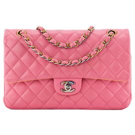 CHANEL - Borsa Classique/Timeless 11.12 in pelle liscia rosa edizione limitata Rainbow