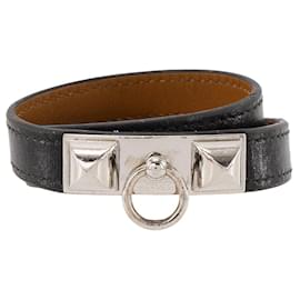 HERMÈS - Rivale Double Tour Bracelet in Black Leather (XS) - Hermès