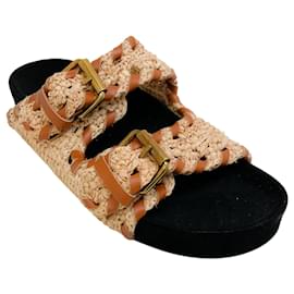 Sandali Lennyo in rafia naturale / rifinitura cognac di Isabel Marant