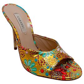 Sandali slide con nugget dorato dipinto Casadei