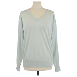 Pull fin en viscose vert clair à col en V Zadig & Voltaire