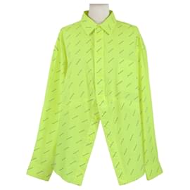 Camicia Swing in cotone nera e gialla fluorescente Balenciaga