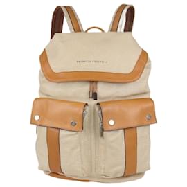 Beige/Vachetta Leder Rucksack von Brunello Cucinelli