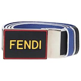 Ceinture réversible en cuir noir/bleu Vocabulary de Fendi