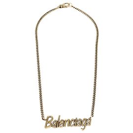 Balenciaga Bealenciaga Halskette aus goldfarbenem Metall Typo
