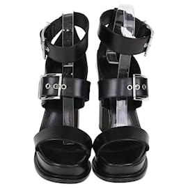Sandali con piattaforma in pelle nera con fibbia Alexander McQueen - Alexander Mcqueen
