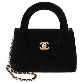 Borsa Mini Kelly in Velluto Nero Trapuntato di Chanel