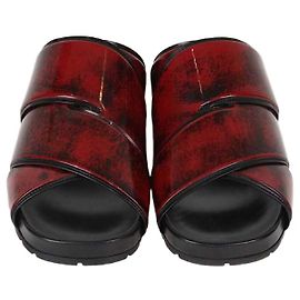Sandali bridge in pelle verniciata rossa/nera Bottega Veneta
