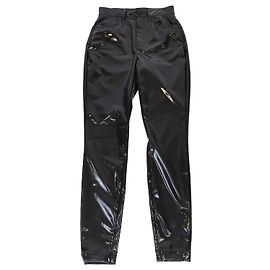 Calça skinny em tecido revestido preto brilhante Dolce & Gabbana