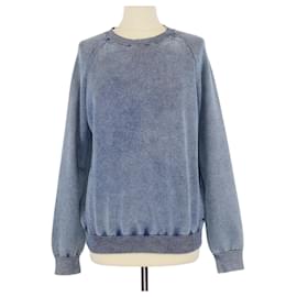Chloé Maglione in cotone blu e bianco con collo rotondo Chloe