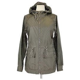 Gucci Army Green GG Nylon Jacquard Zip Hoodie Jacke
