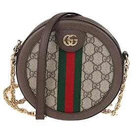 Borsa rotonda Mini Ophidia in tela GG Supreme marrone/beige di Gucci