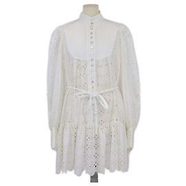 Autre Marque Robe chemise mini à manches longues Evie en coton brodé blanc Alemais