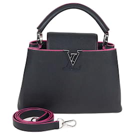 Borsa Capucines BB in pelle nera/fucsia Louis Vuitton
