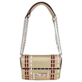 Borsa a spalla doppia T in pelle oro/multicolore di Tod's