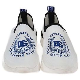 Autre Marque Tênis Slip-On Sorrento em Tricô Branco DG Crest para Crianças Dolce & Gabbana