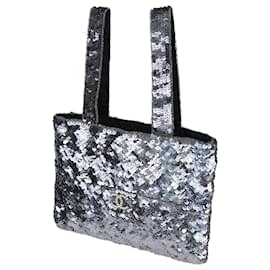 Borsa mini trompe l'œil in paillettes metalliche e tessuto Chanel