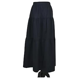 Falda maxi plisada de algodón negra Staud