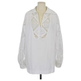 Blouse à manches longues en coton blanc avec détails en crochet Shona Joy - Autre Marque
