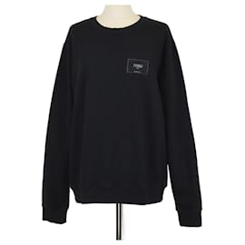 Schwarzer Baumwoll-Sweatshirt mit Fendi-Logo-Patch und langen Ärmeln