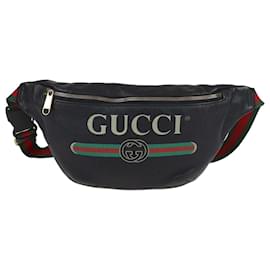 Marsupio grande in pelle nera con logo Web di Gucci